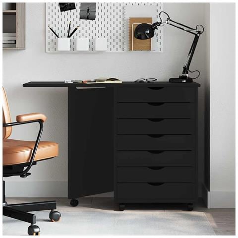 Armadietto Rotante Con Scrivania Moss Nero Massello Di Pino - Foto 2