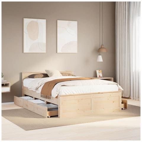 Giroletto Senza Materasso Con Testata 140x200 Cm Massello Pino - Foto 1