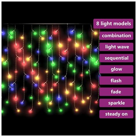 Luci A Ghiaccioli A Led 10 M 400 Led Colorati 8 Funzioni - Foto 8