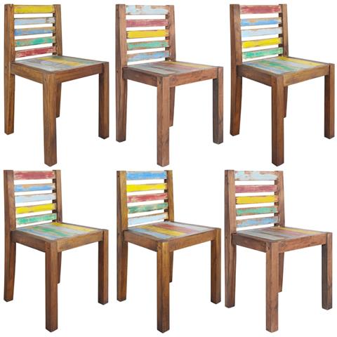 Sedie Da Pranzo 6 Pz In Legno Massello Di Recupero - Foto 2