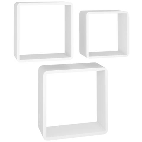 Mensole A Cubo Da Parete 3 Pz Bianche In Mdf - Foto 1