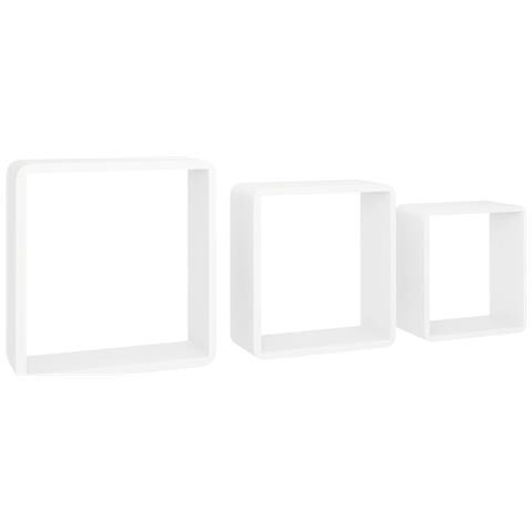 Mensole A Cubo Da Parete 3 Pz Bianche In Mdf - Foto 2