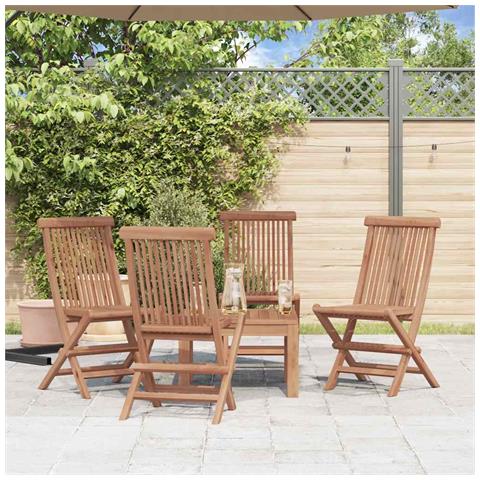 Sedie Da Giardino Pieghevoli 4 Pz In Legno Massello Di Teak - Foto 2