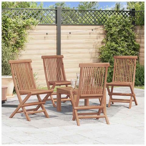 Sedie Da Giardino Pieghevoli 4 Pz In Legno Massello Di Teak - Foto 8