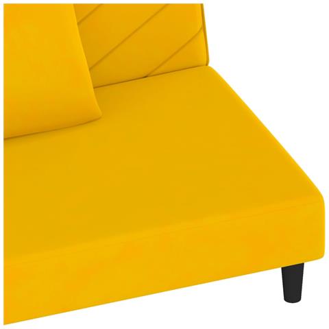 Divano Letto a 2 Posti con 2 Cuscini Giallo in Velluto - Foto 9