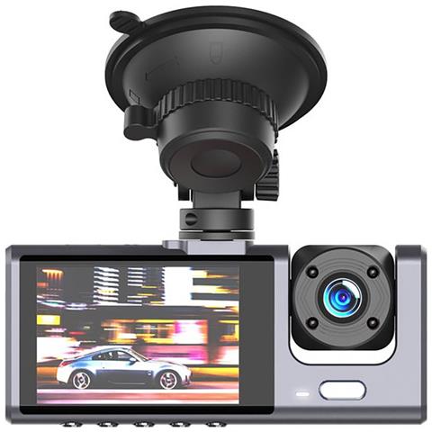 Dashcam Per Auto A 3 Telecamere Con Microfono E Altoparlante, Nero - Foto 1
