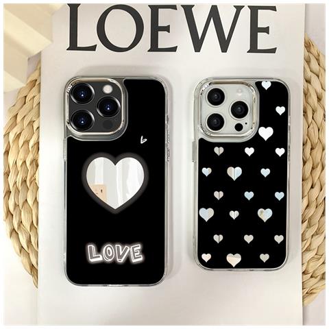 Custodia Per Telefono Con Specchio Dipinto - Design A Cuore Per Iphone 16 Pro Max - Foto 2