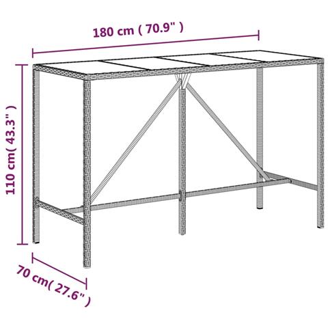 Set Bar Giardino 9pz Grigio Polyrattan e Legno Massello Acacia - Foto 8