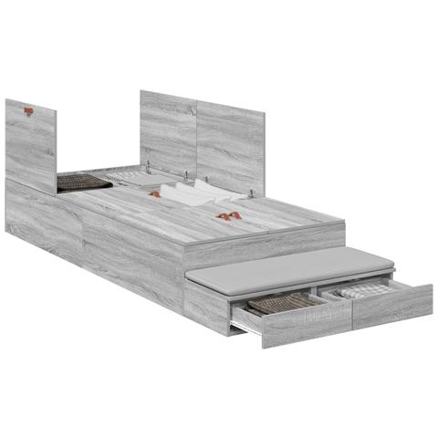 Struttura Letto con Contenitore Grigio Sonoma 90x190 cm - Foto 1