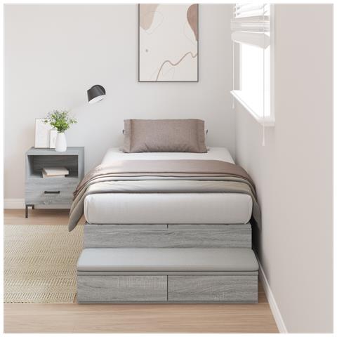 Struttura Letto con Contenitore Grigio Sonoma 90x190 cm - Foto 2