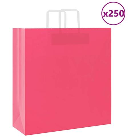 Sacchetti di Carta 250 pz con Manici Rosa 45x17x48 cm - Foto 1