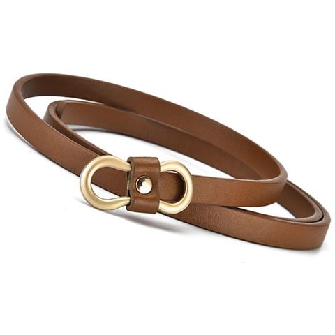 Cintura Liscia Con Fibbia (105 Cm) In Pelle Pu Marrone Chiaro, Accessorio Versatile Per Ogni Outfit Brown - Foto 2