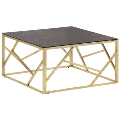 Tavolino Salotto Dorato Acciaio Inossidabile e Vetro Temperato - Foto 1