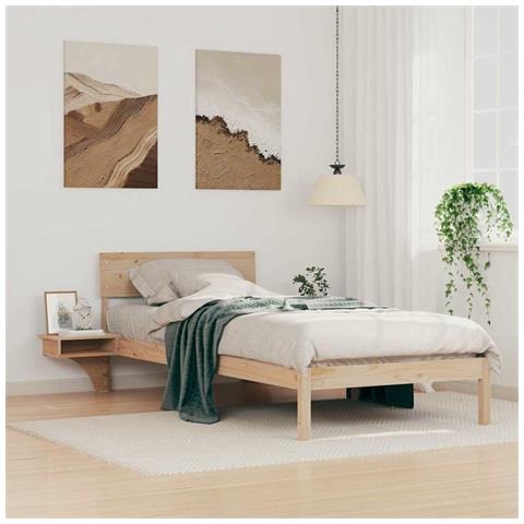 Rete letto con comodini Marrone Legno di pino massello - Foto 2