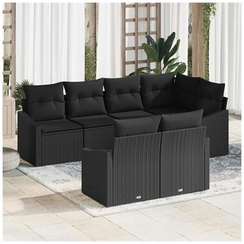 Set da Pranzo per Giardino con cuscino 7 pcs Nero - Foto 2