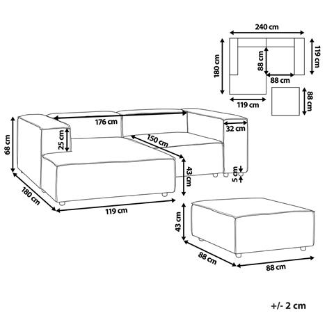 3 Posti Ardal Velluto A Coste Tortora Lato Destro - Foto 8