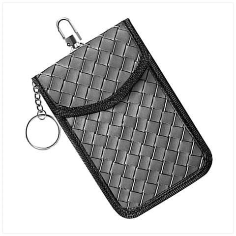 Custodia Schermante In Pelle Pu Intrecciata Per Chiavi Auto - Borsa Di Faraday Rfid Per Protezione Keyless Entry Grey - Foto 2