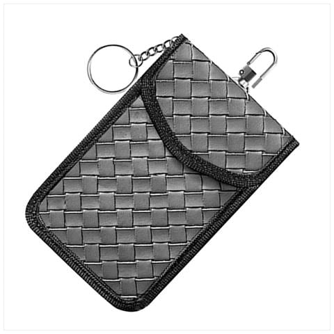 Custodia Schermante In Pelle Pu Intrecciata Per Chiavi Auto - Borsa Di Faraday Rfid Per Protezione Keyless Entry Grey - Foto 3