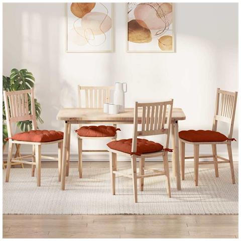 Cuscini per Seduta 4 pcs Rosso Arancio 40 x 40 x 6 cm - Foto 2