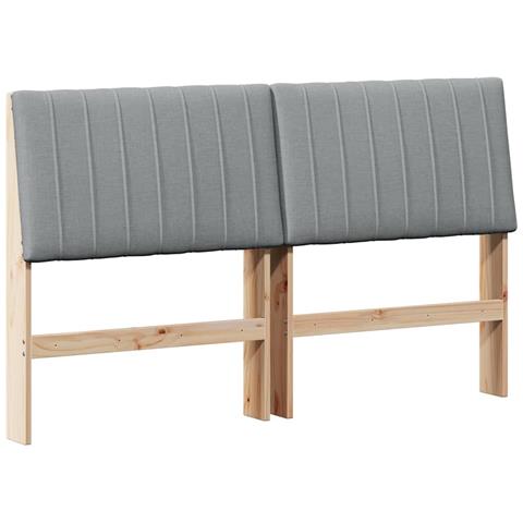 Testiera imbottita Grigio chiaro 150 cm Pino massello - Foto 1