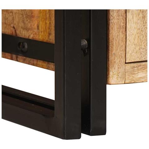 Libreria con Porte Legno Massello Grezzo di Mango e Metallo - Foto 9