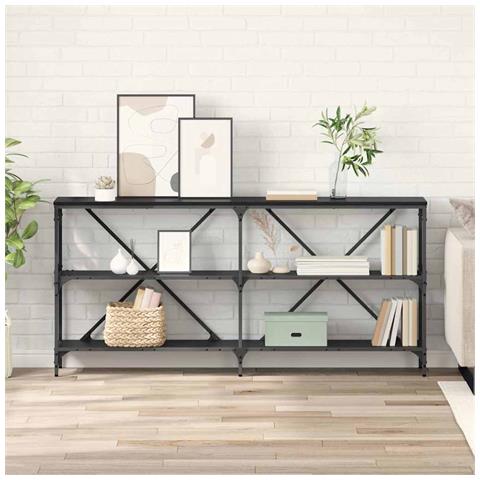 Tavolo consolle Rovere Nero 160 x 30 x 75 cm Legno multistrato - Foto 2