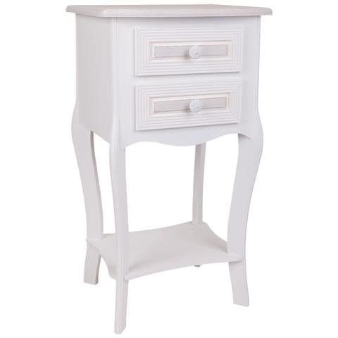 Comodino In Legno Con 2 Cassetti Bianchi 38x31,5x71. - Foto 1