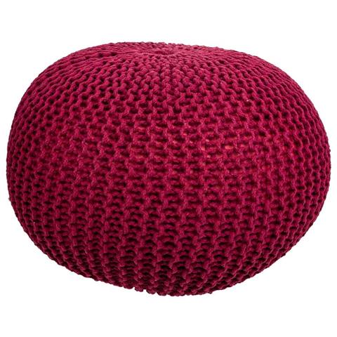 Puf In Cotone Intrecciato Rosso 45x45x30h - Foto 1