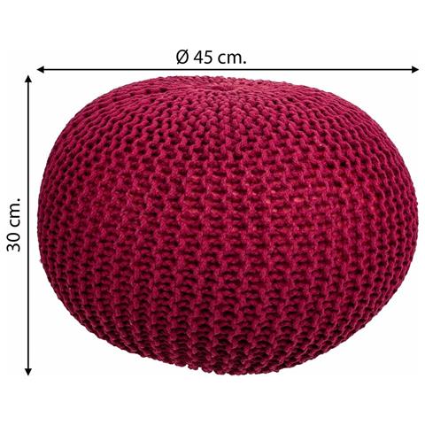Puf In Cotone Intrecciato Rosso 45x45x30h - Foto 5