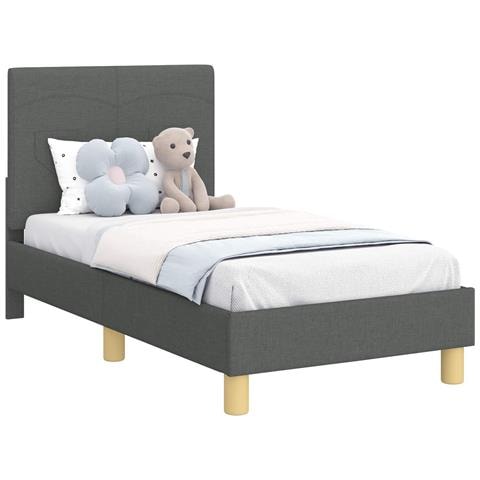 Struttura letto per bambini con testata Grigio scuro Tessuto - Foto 1