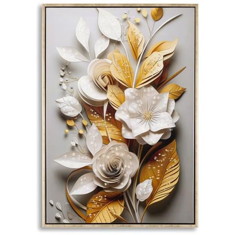 Stampa Su Tela Fiori 72-multicolore-legno-42x3,5x62 Cm - Foto 1