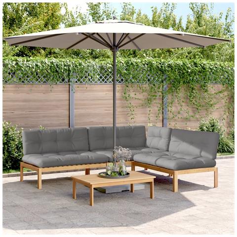 Set Divani Pallet Giardino 4pz Cuscini Legno Massello Acacia - Foto 2