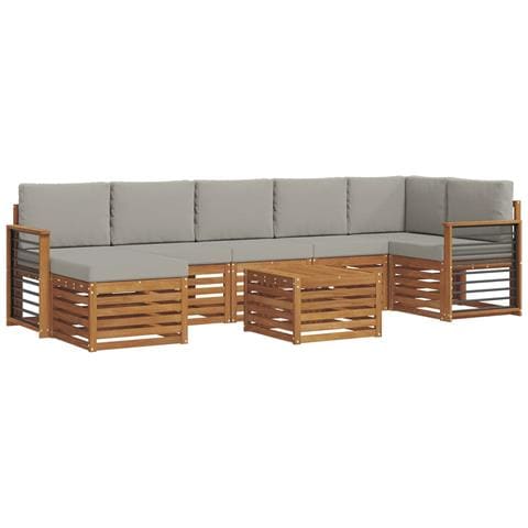 Set divani con cuscino 8 pcs Grigio Naturale e Chiaro - Foto 1