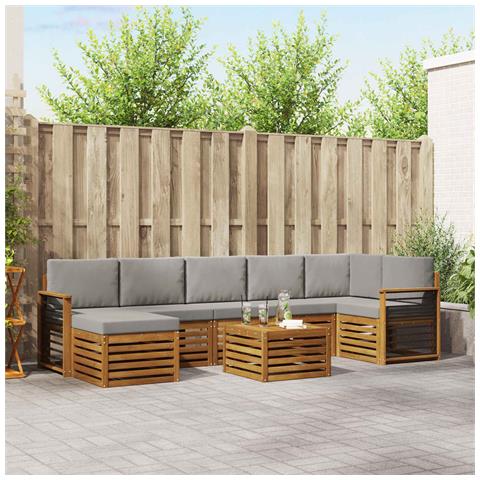 Set divani con cuscino 8 pcs Grigio Naturale e Chiaro - Foto 2