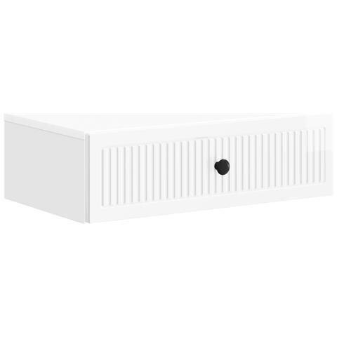 Tavolino da Parete Laterale Bianco Lucido 59 x 34,5 x 17 cm - Foto 1