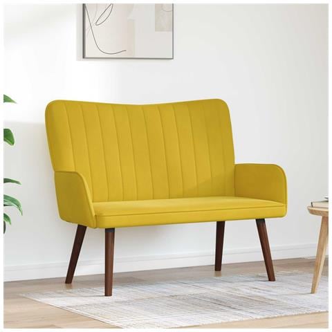 Sofa a Due Posti Giallo 115 x 61 x 87 cm Velluto - Foto 2