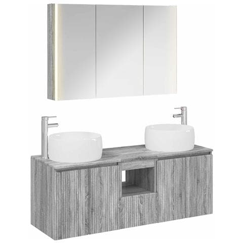 Set di Armadi da Bagno 4 pcs Sonoma grigio Legno ingegnerizzato - Foto 1