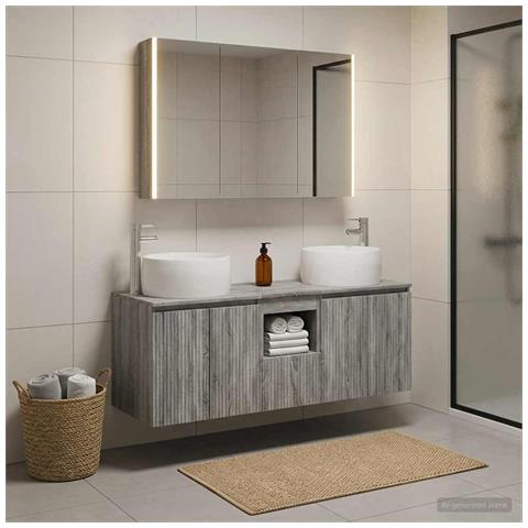 Set di Armadi da Bagno 4 pcs Sonoma grigio Legno ingegnerizzato - Foto 2