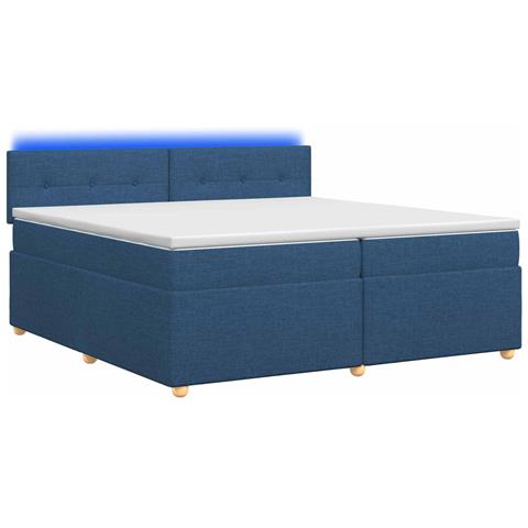 Letto box spring con materasso Blu 200 x 200 cm Tessuto - Foto 1