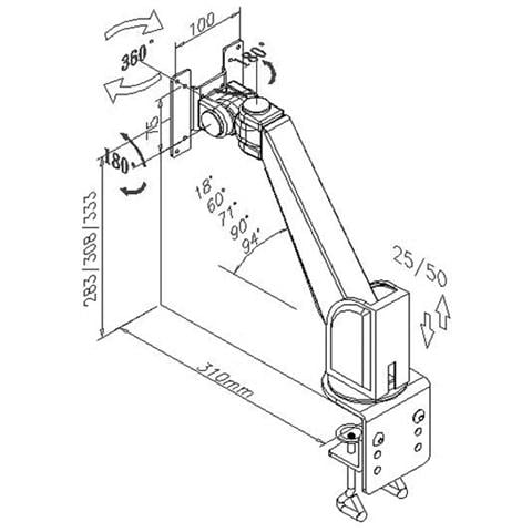 Braccio Supporto Per Monitor Lcd A 5 Snodi Montaggio A Muro O Tavolo - Foto 2