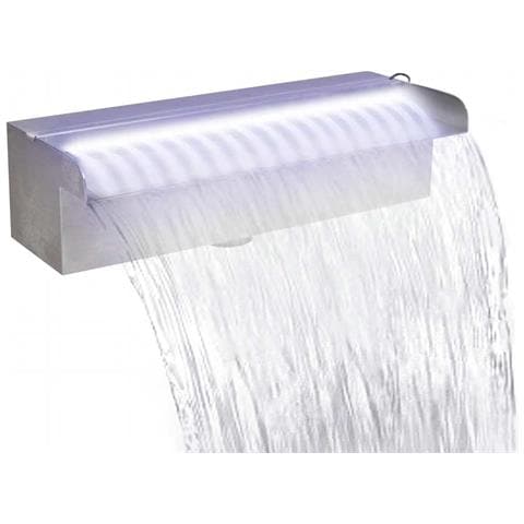 Cascata Per Laghetto Rettangolare In Acciaio Inossidabile 30 Cm E Led - Foto 1