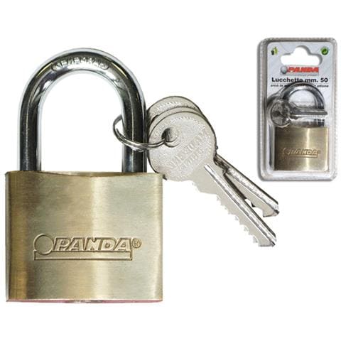 Lucchetto Rettangolare, Modello Pesante, Arco In Acciaio, Corpo In Ottone Lucido, Completo Di 3 Chiavi Con Anello In Ferro. Misura Mm. 50 - Foto 1