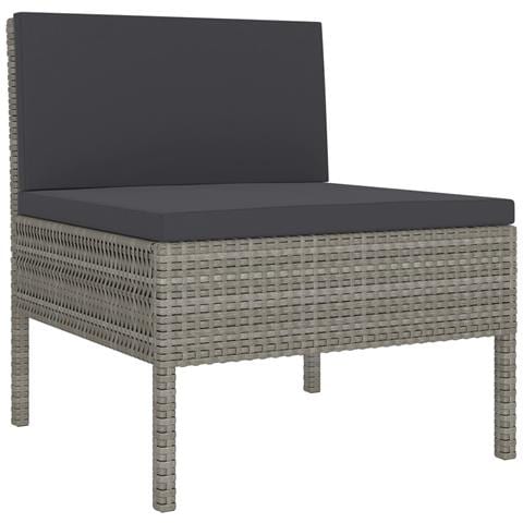 Set Divani Da Giardino 9 Pz Con Cuscini In Polyrattan Grigio - Foto 2