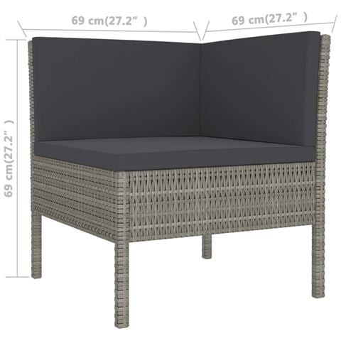 Set Divani Da Giardino 9 Pz Con Cuscini In Polyrattan Grigio - Foto 7