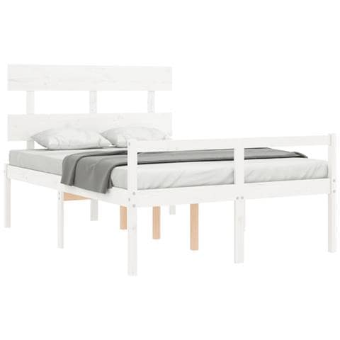 Letto per Anziani Bianco Testiera Small Double Legno Massello - Foto 2