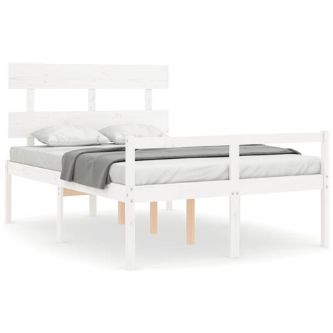 Letto per Anziani Bianco Testiera Small Double Legno Massello - Foto 1