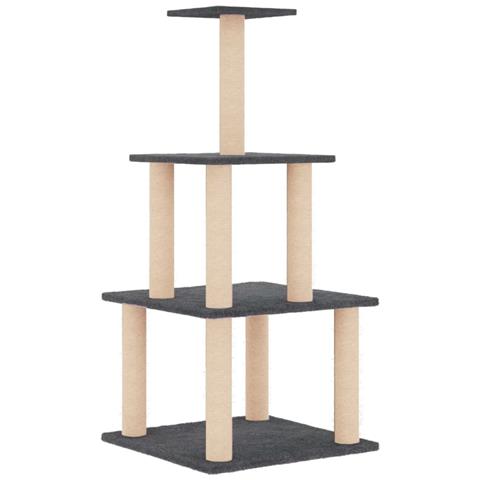 Albero Per Gatti Con Tiragraffi In Sisal Grigio Scuro 111 Cm - Foto 1