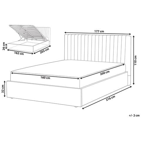 Letto Matrimoniale Velluto Grigio 160 X 200 Cm Vion - Foto 2