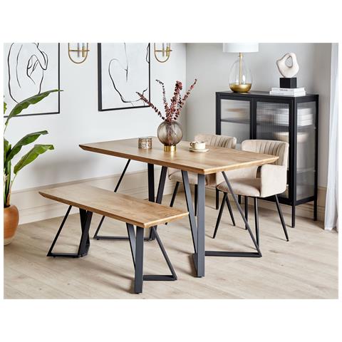 Set Da Pranzo Legno Chiaro E Metallo Nero Upton - Foto 1