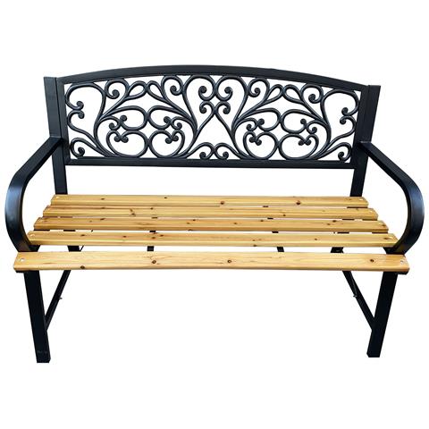 Panchina da Giardino NERINA con Legno Laccato e Gambe in Ghisa, Colore Marrone e Nero - Foto 2